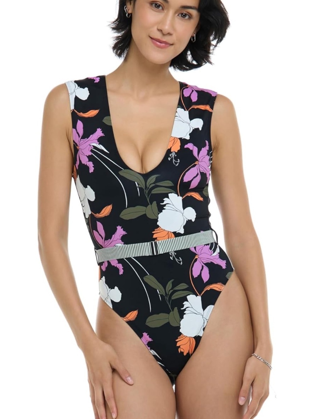 Body Glove Ezry V-Neck One Piece Swimsuit With Belted Detail M 1197/11-4